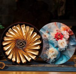 Hộp tròn 24 gói thượng phẩm Hoàng trà cổ thụ Trúc Lâm & 8 trầm vân mây